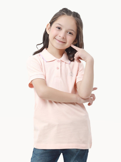 Girl's Peach Polo Shirt