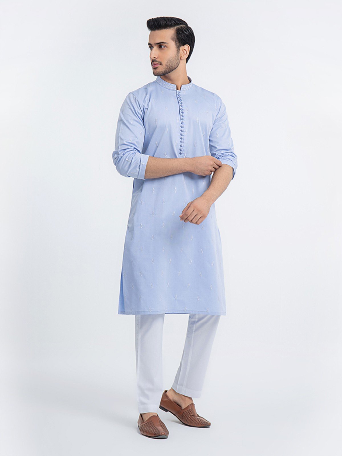 Men's Light Blue Kurta Ceremonial