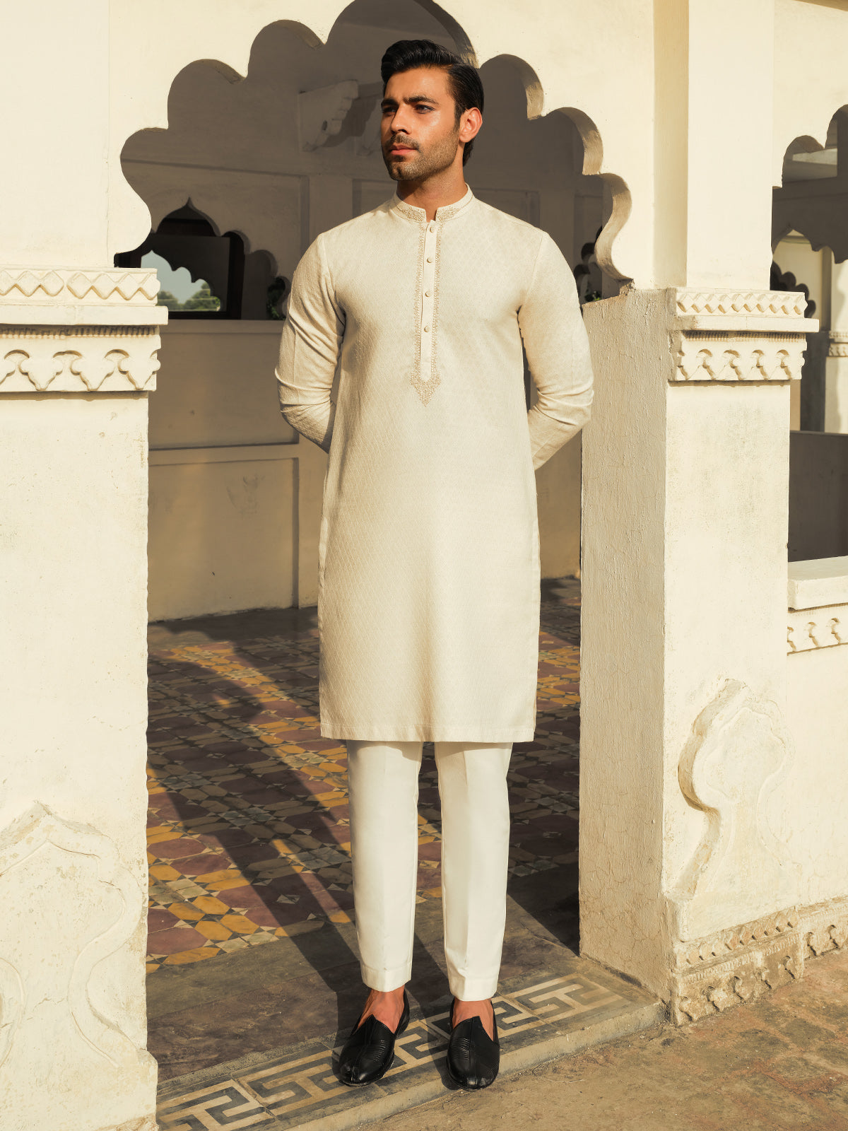 Men's Light Cream Kurta