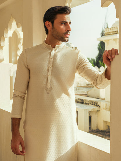 Men's Light Cream Kurta