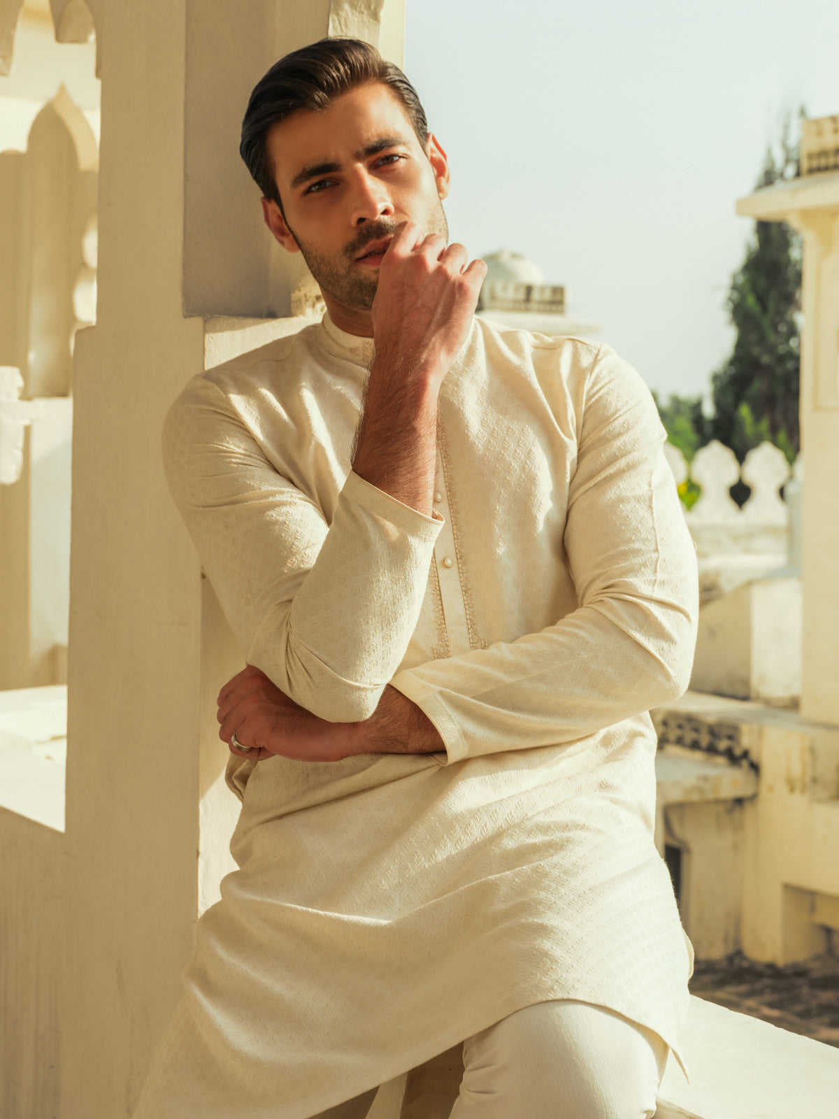 Men's Light Cream Kurta