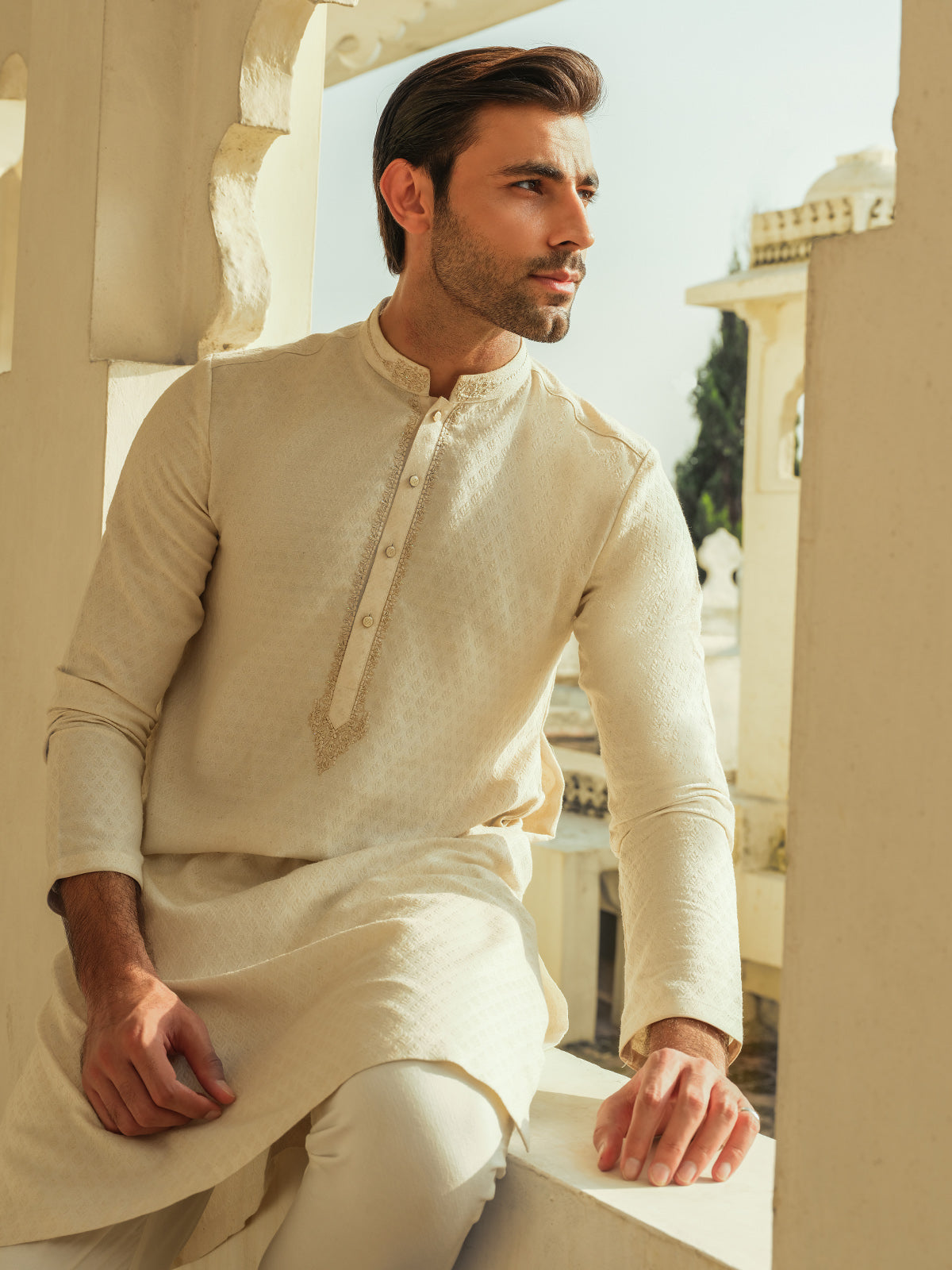 Men's Light Cream Kurta