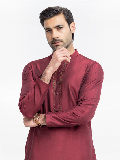 Men's Maroon Kurta