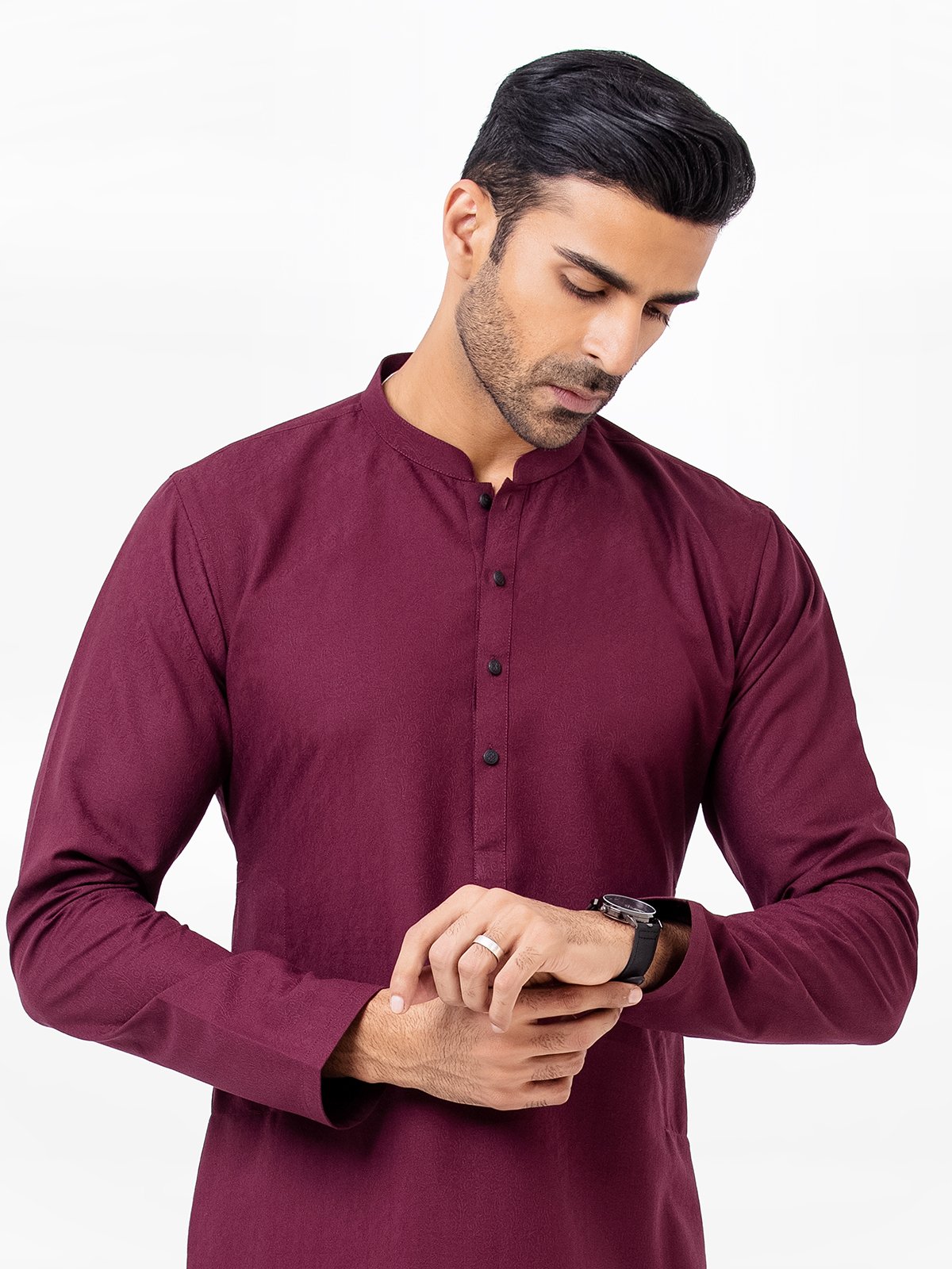 Men's Burgundy Kurta Pajama