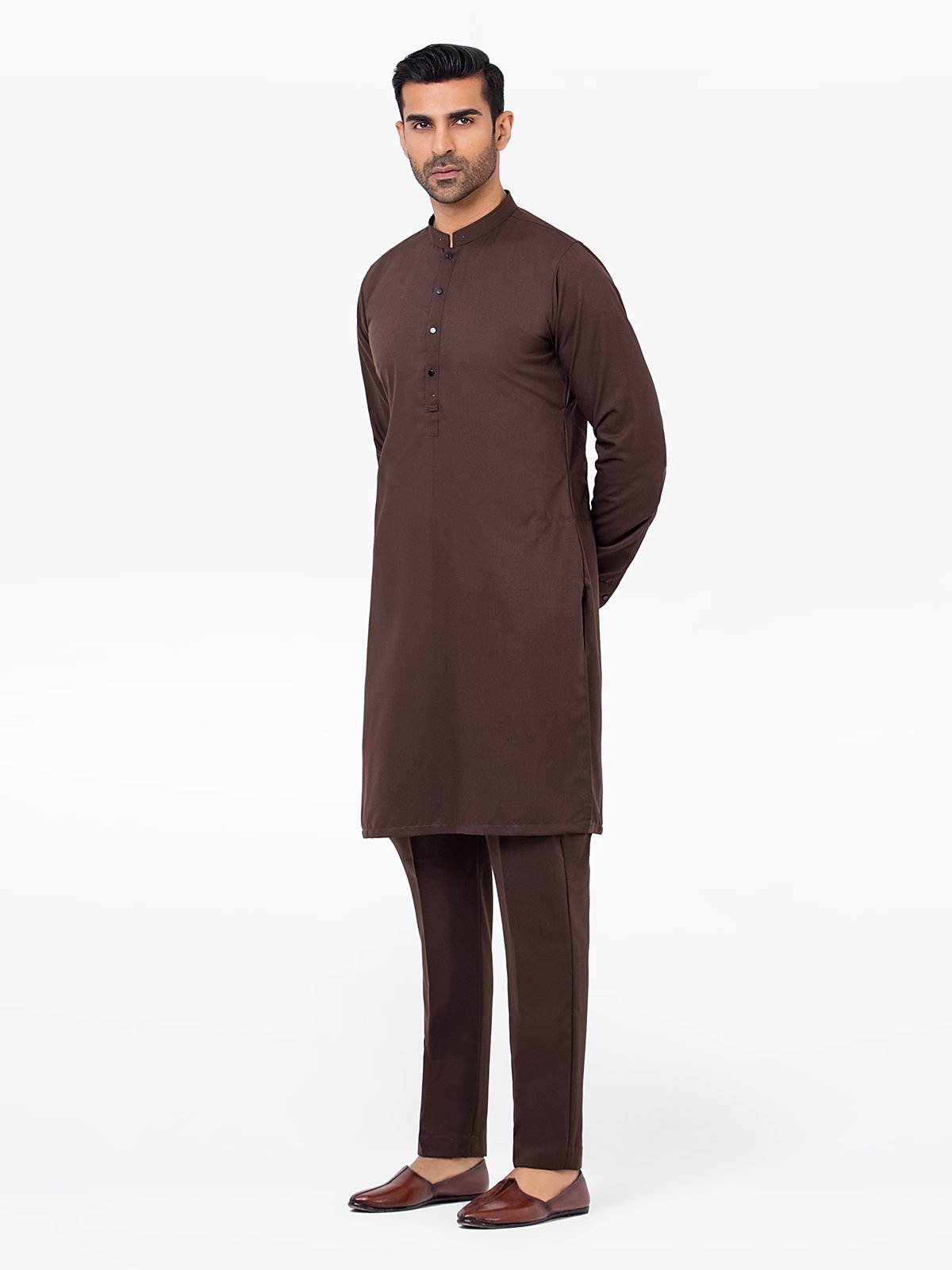 Men's Dark Brown Kurta Pajama