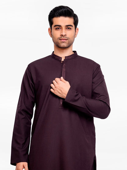 Men's Dark Plum Kurta Pajama