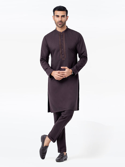 Men's Dark Brown Kurta Pajama