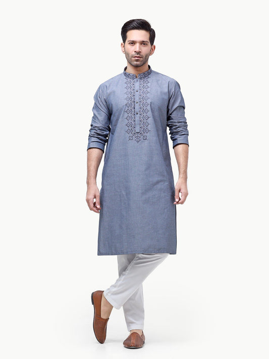 Men's Mid Blue Kurta