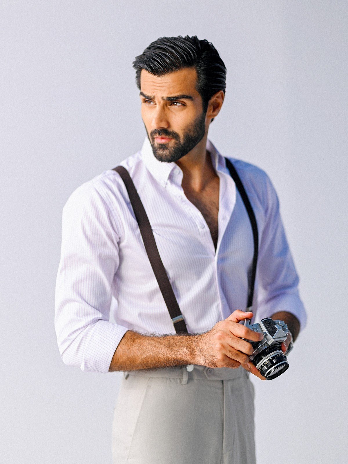 Men's White & Purple Shirt