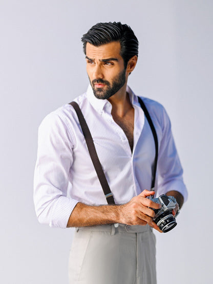 Men's White & Purple Shirt