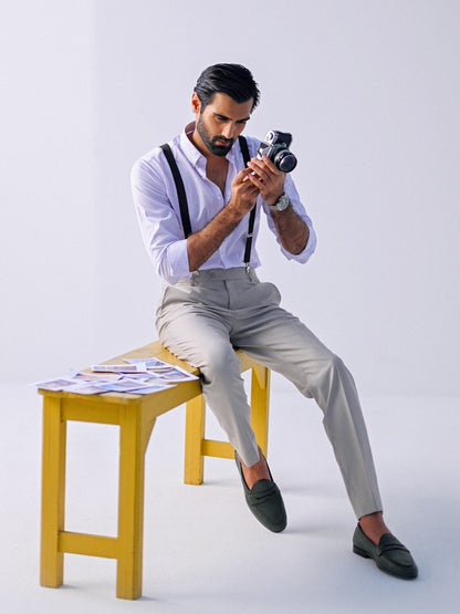 Men's White & Purple Shirt