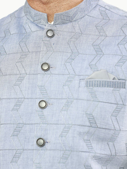 Men's Steel Blue Waist Coat Ceremonial