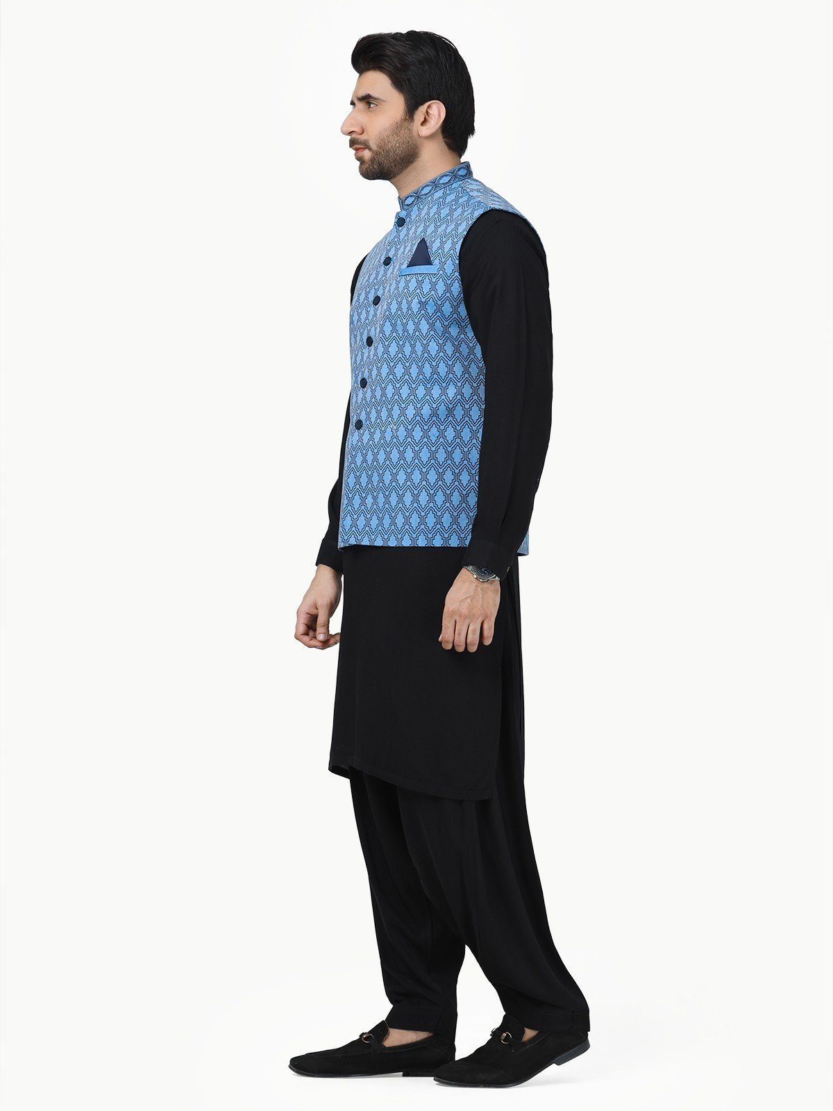 Men's Sky Blue Waist Coat