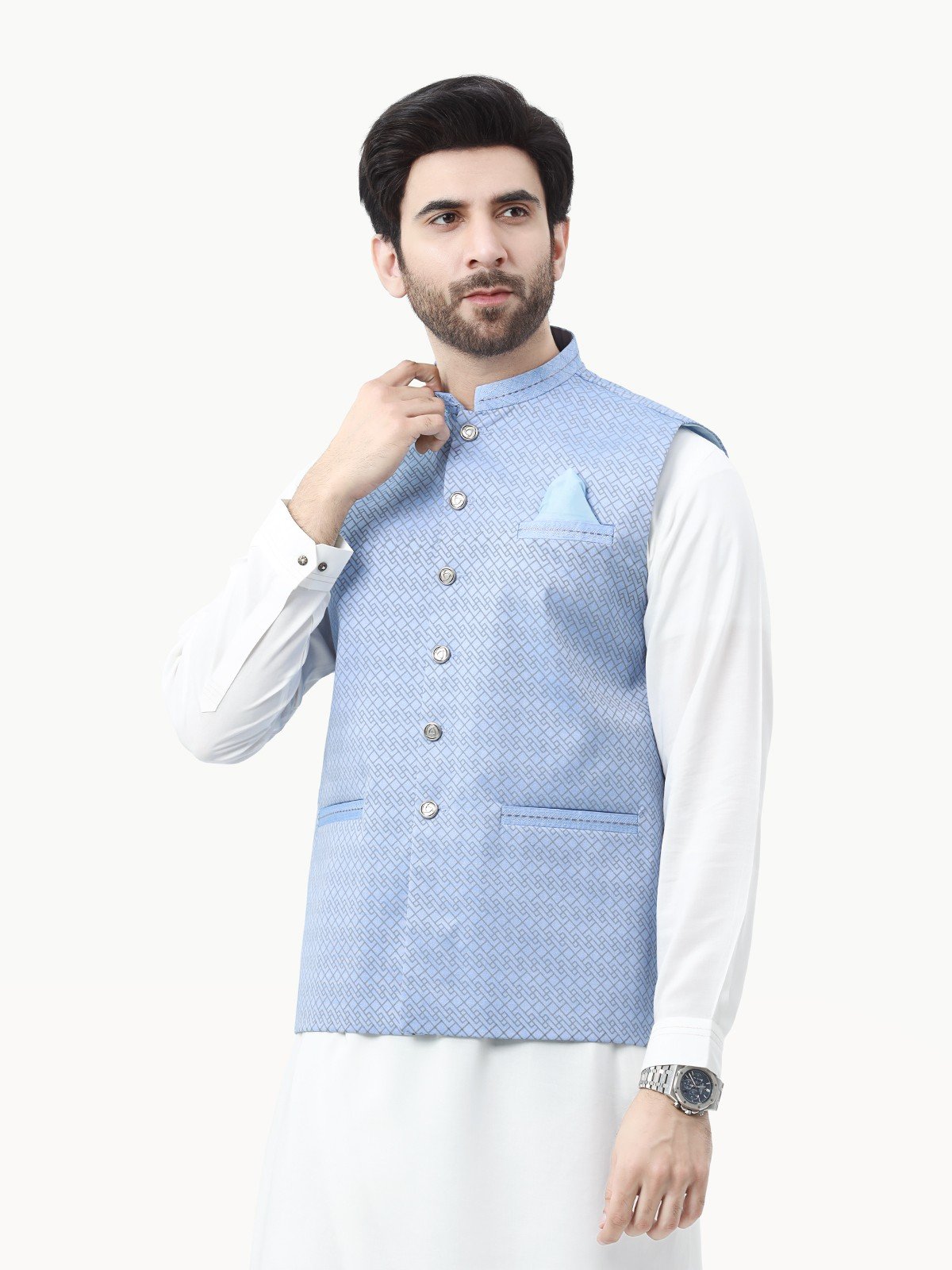 Men's Sky Blue Waist Coat