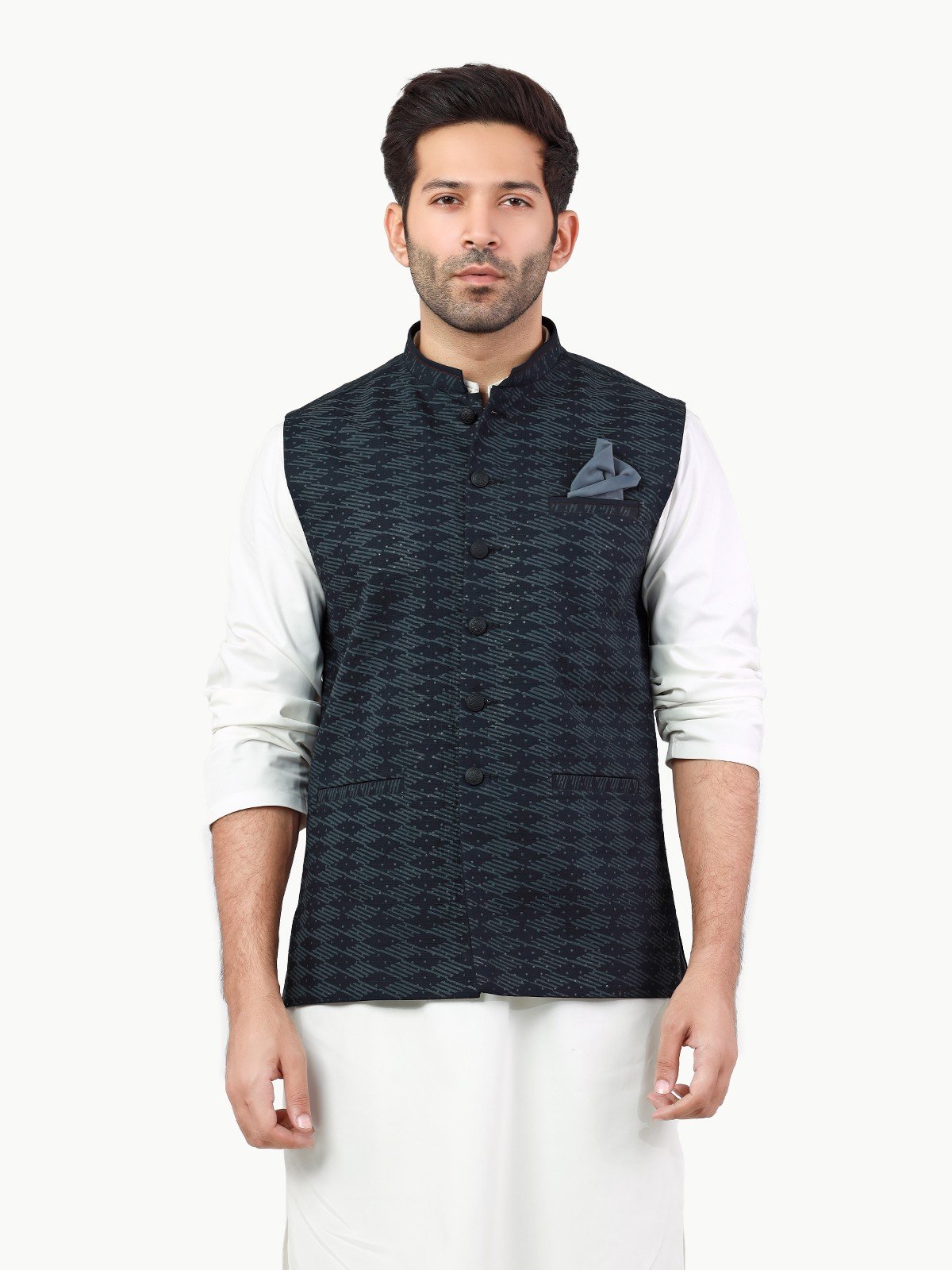 Men's Grey & Black Waist Coat