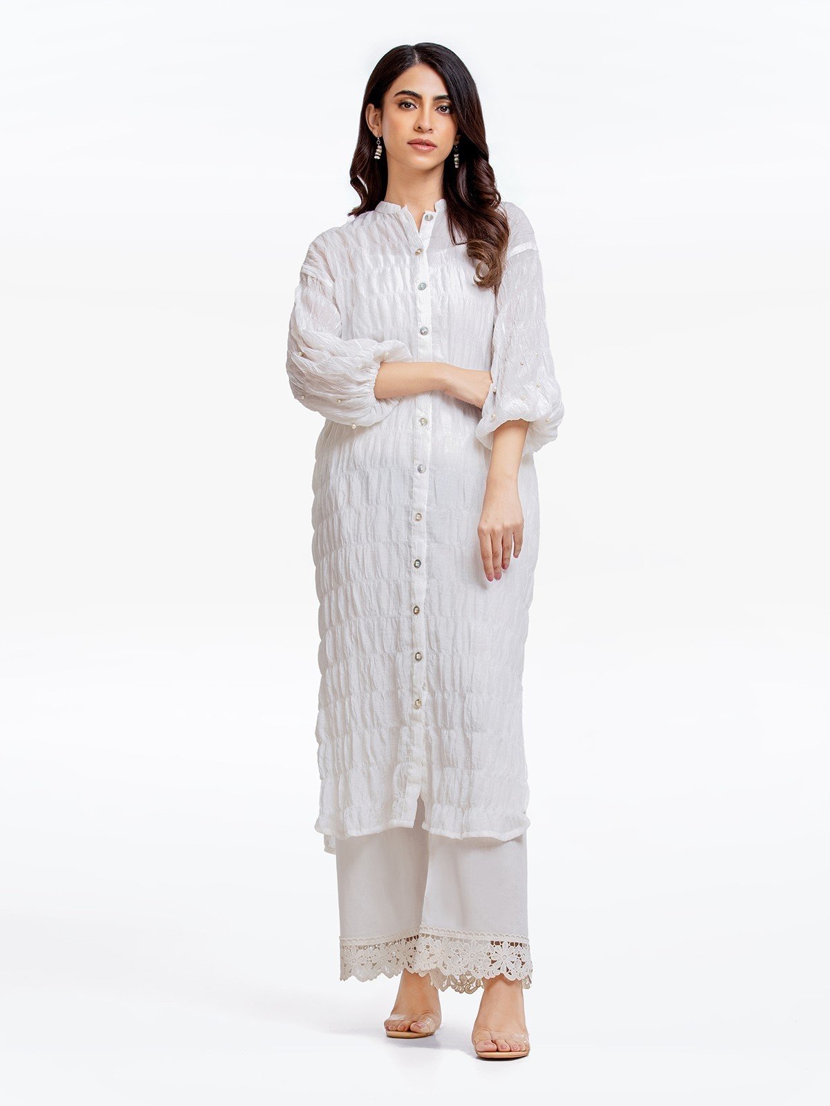 Pret 1Pc Printed Wrinkle Chiffon Shirt