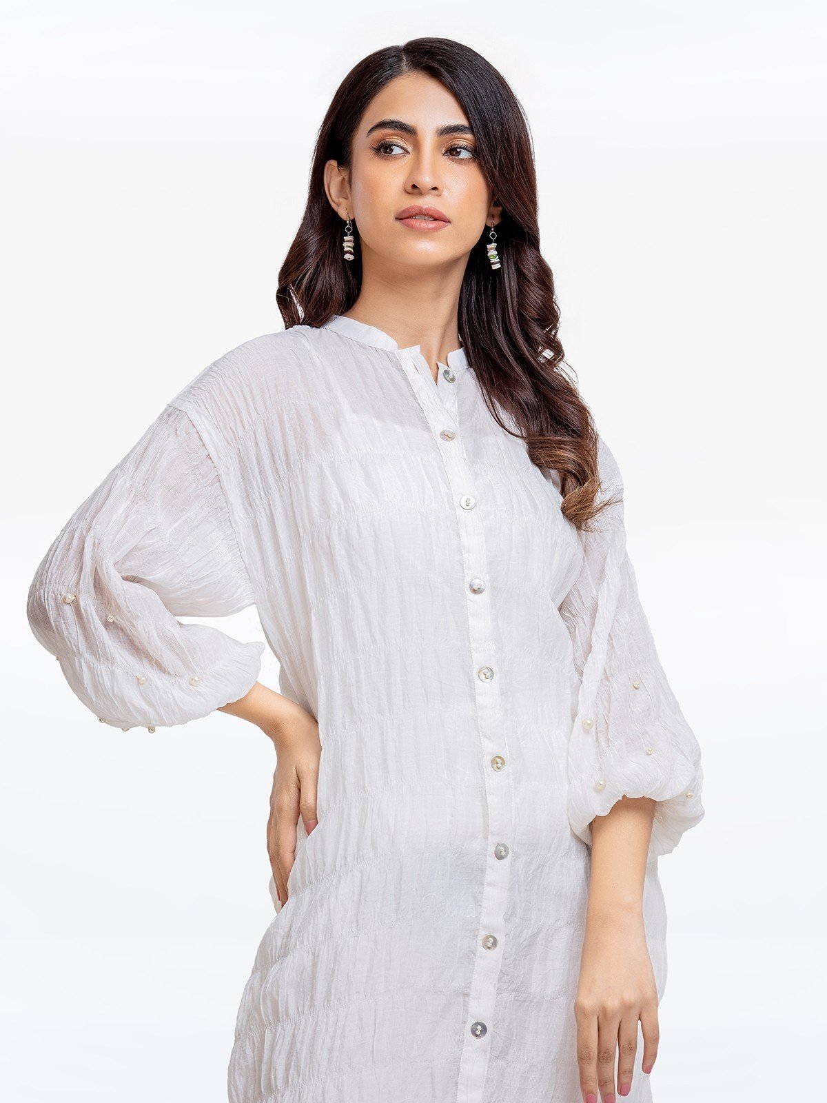 Pret 1Pc Printed Wrinkle Chiffon Shirt