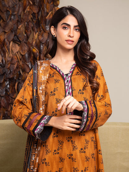 Unstitched Mustard Printed Cambric 3 Piece