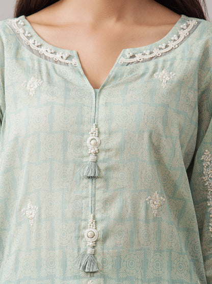 Unstitched Mist Blue Embroidered Lawn 3 Piece