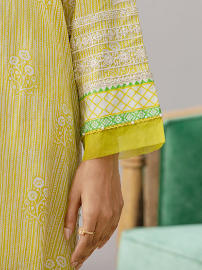 Unstitched Lime Embroidered Lawn 3 Piece