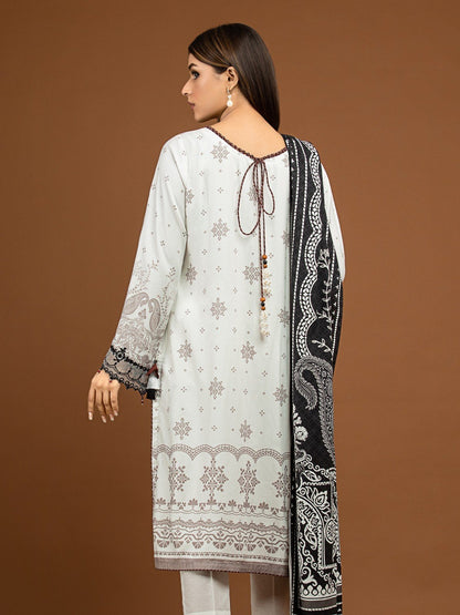 Unstitched White Embroidered Viscose 2 Piece