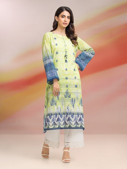 Unstitched Parrot Green Printed Lawn 1 Piece