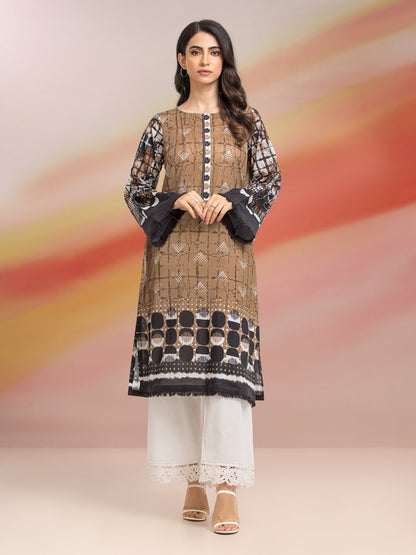 Unstitched Light Brown Printed Lawn 1 Piece