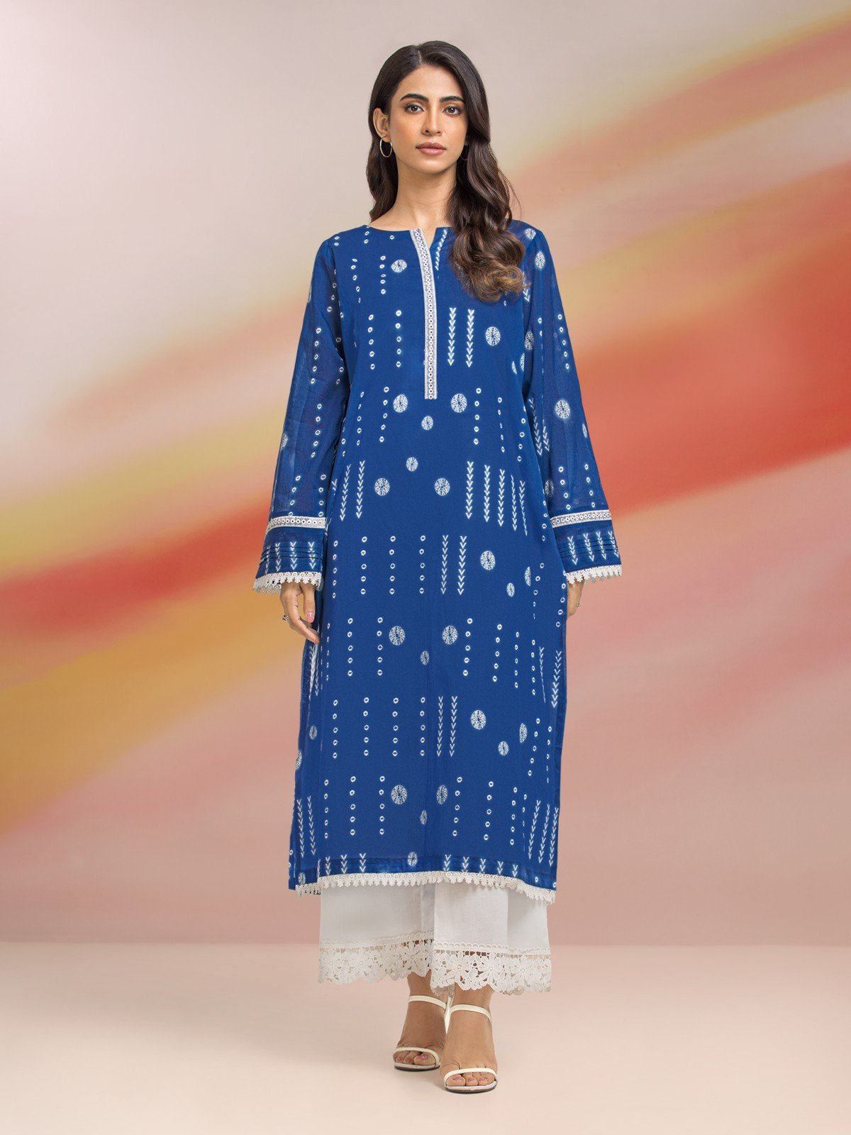 Unstitched Blue Printed Lawn 1 Piece