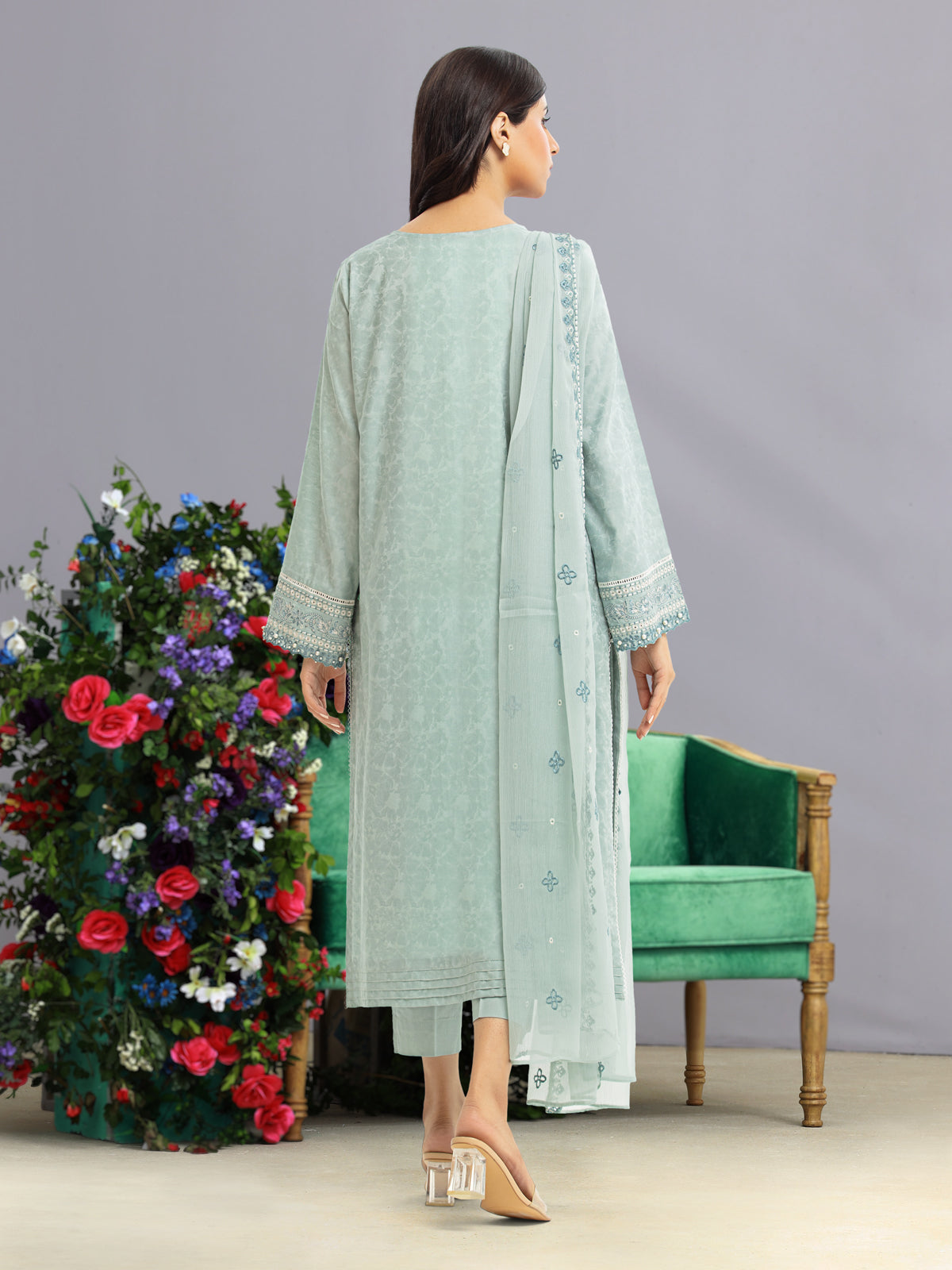 Unstitched Mist Blue Embroidered Dobby 3 Piece