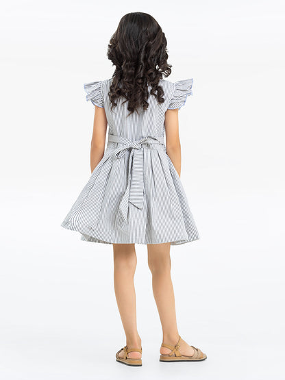 Girl's White & Grey Frock