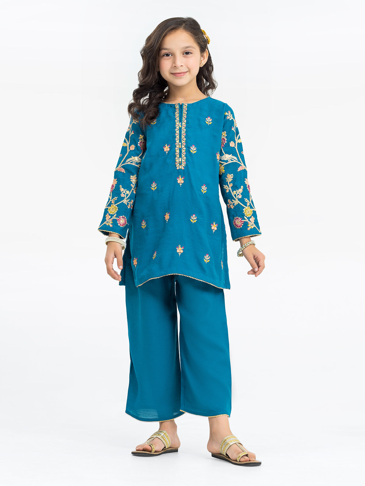 Girl's Dark Turquoise Pishwas