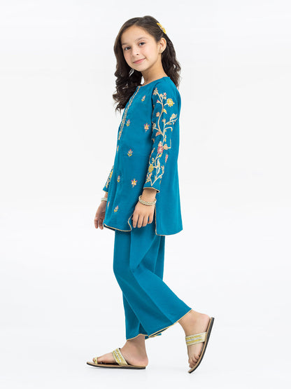 Girl's Dark Turquoise Pishwas