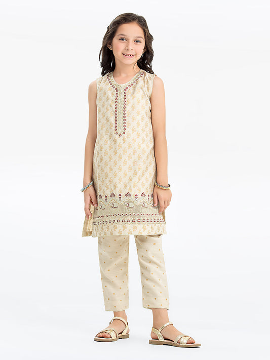 Girl's Beige Pishwas