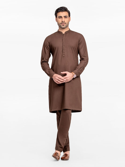 Men's Dark Brown Kurta Pajama