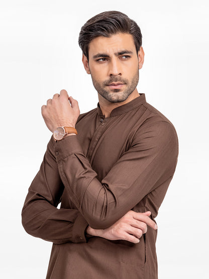 Men's Dark Brown Kurta Pajama