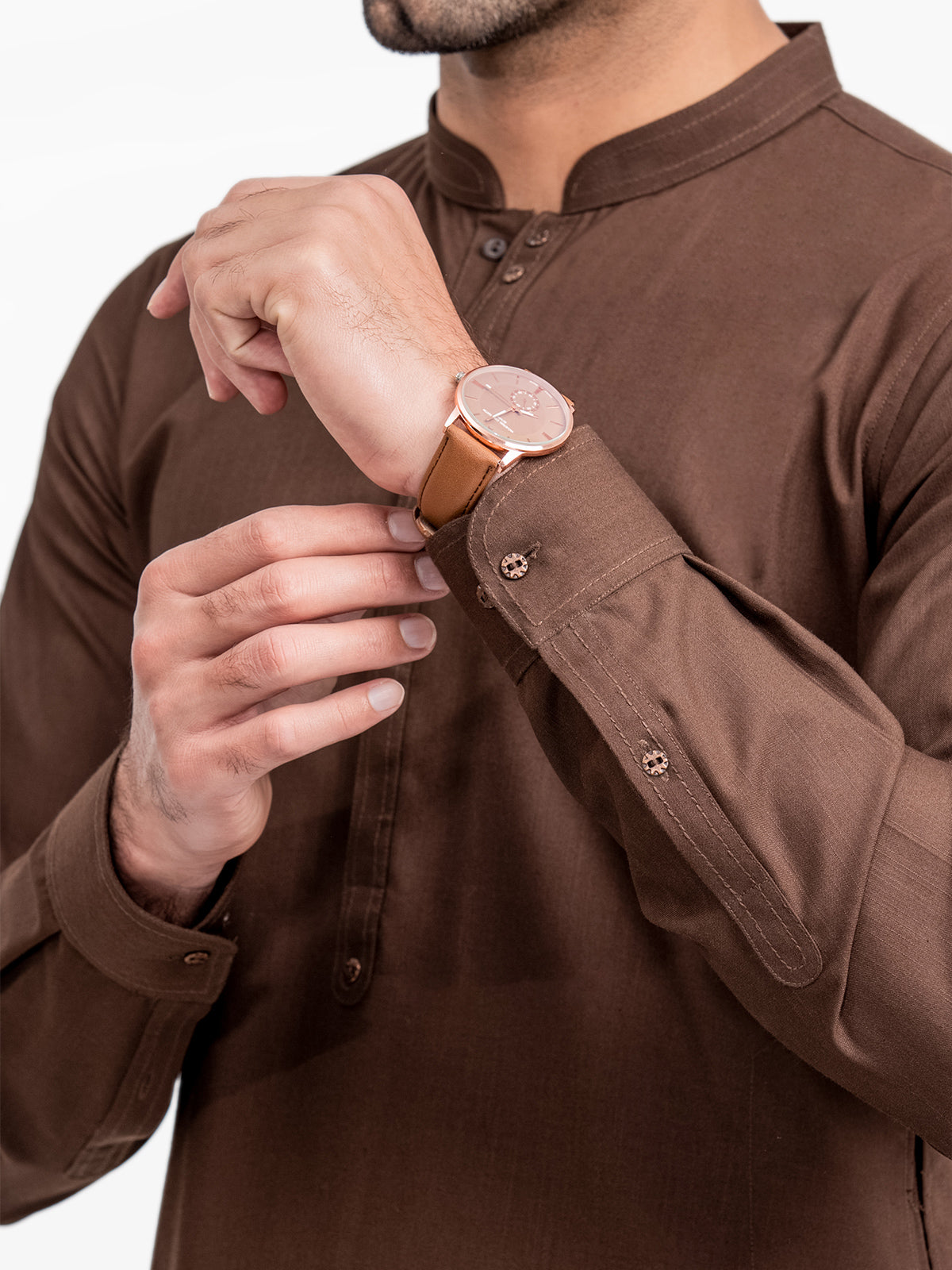 Men's Dark Brown Kurta Pajama