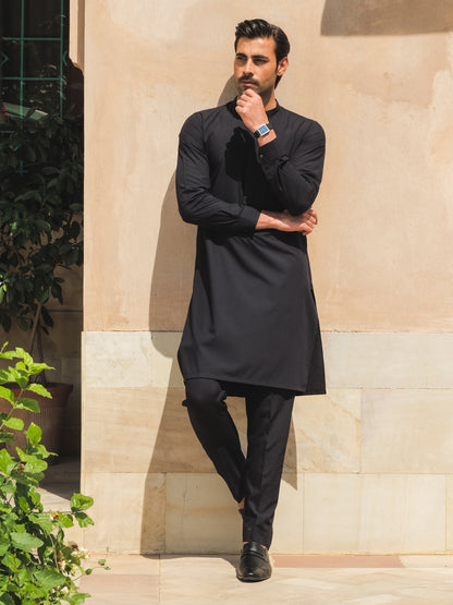 Men's Navy Blue Kurta Pajama