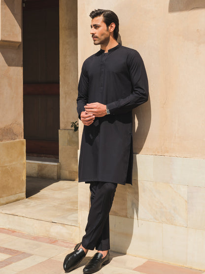 Men's Navy Blue Kurta Pajama