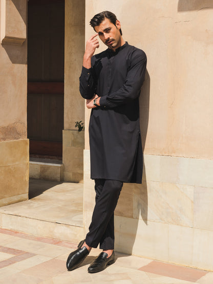 Men's Navy Blue Kurta Pajama