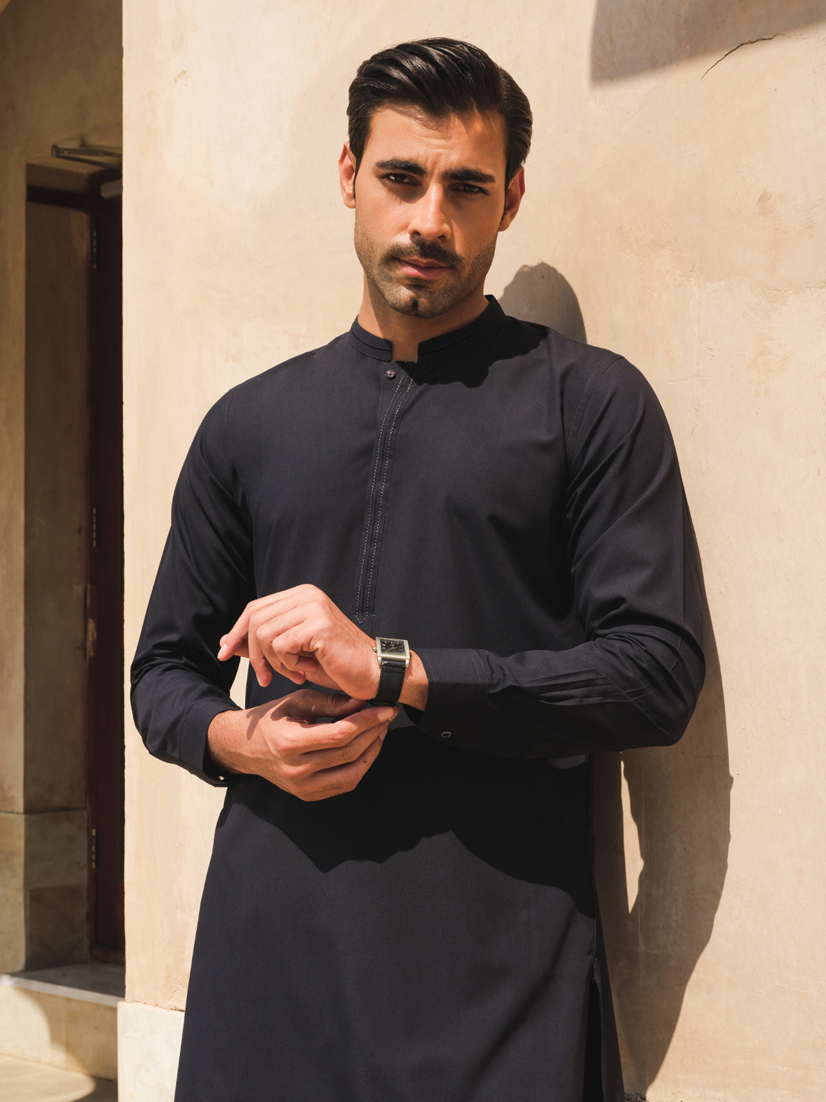 Men's Navy Blue Kurta Pajama