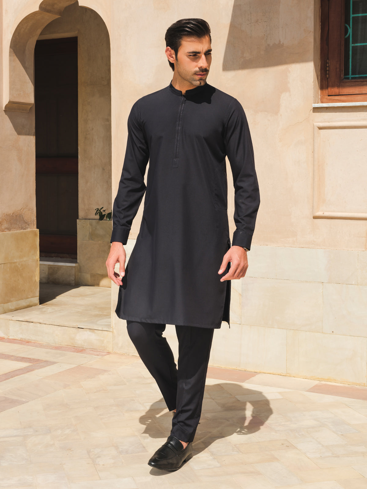 Men's Navy Blue Kurta Pajama