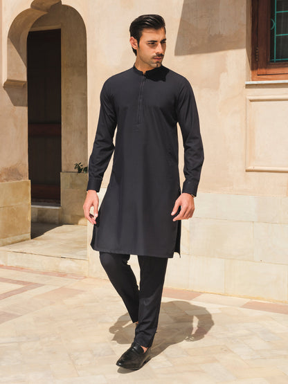 Men's Navy Blue Kurta Pajama