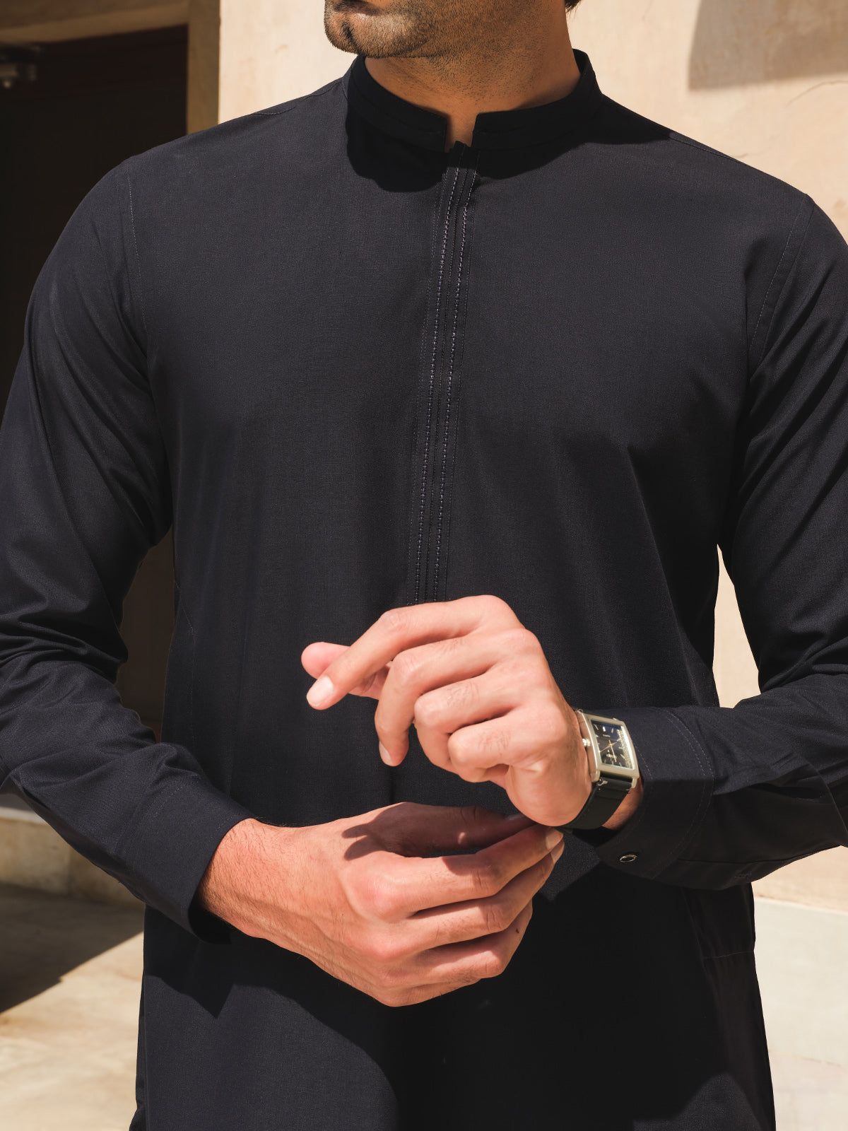 Men's Navy Blue Kurta Pajama