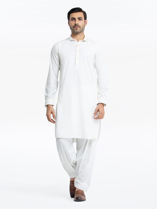 Men's White Kurta Shalwar Tailored