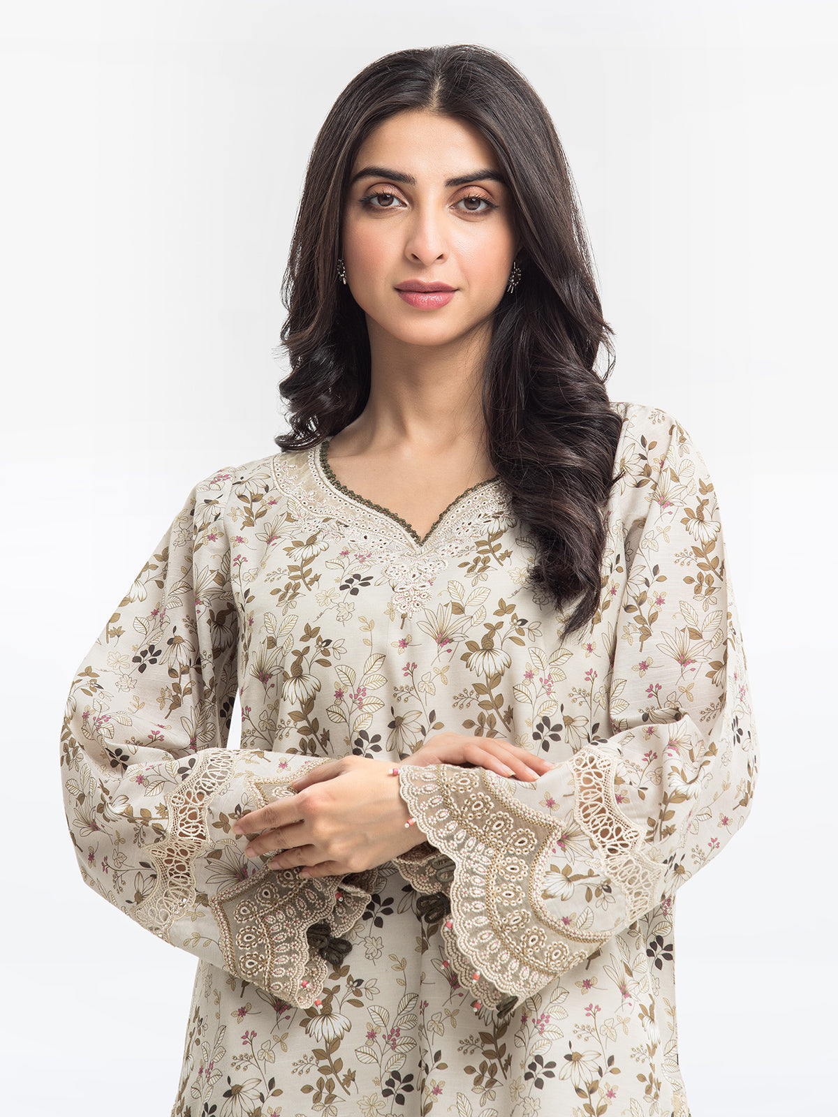 Pret 3Pc Embroidered Lawn Slub Suit