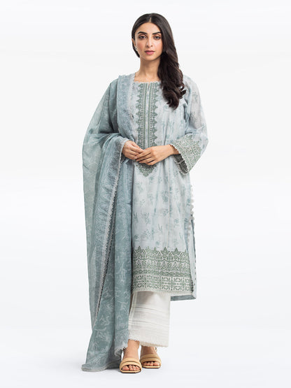 Pret 3Pc Embroidered Lawn Slub Suit