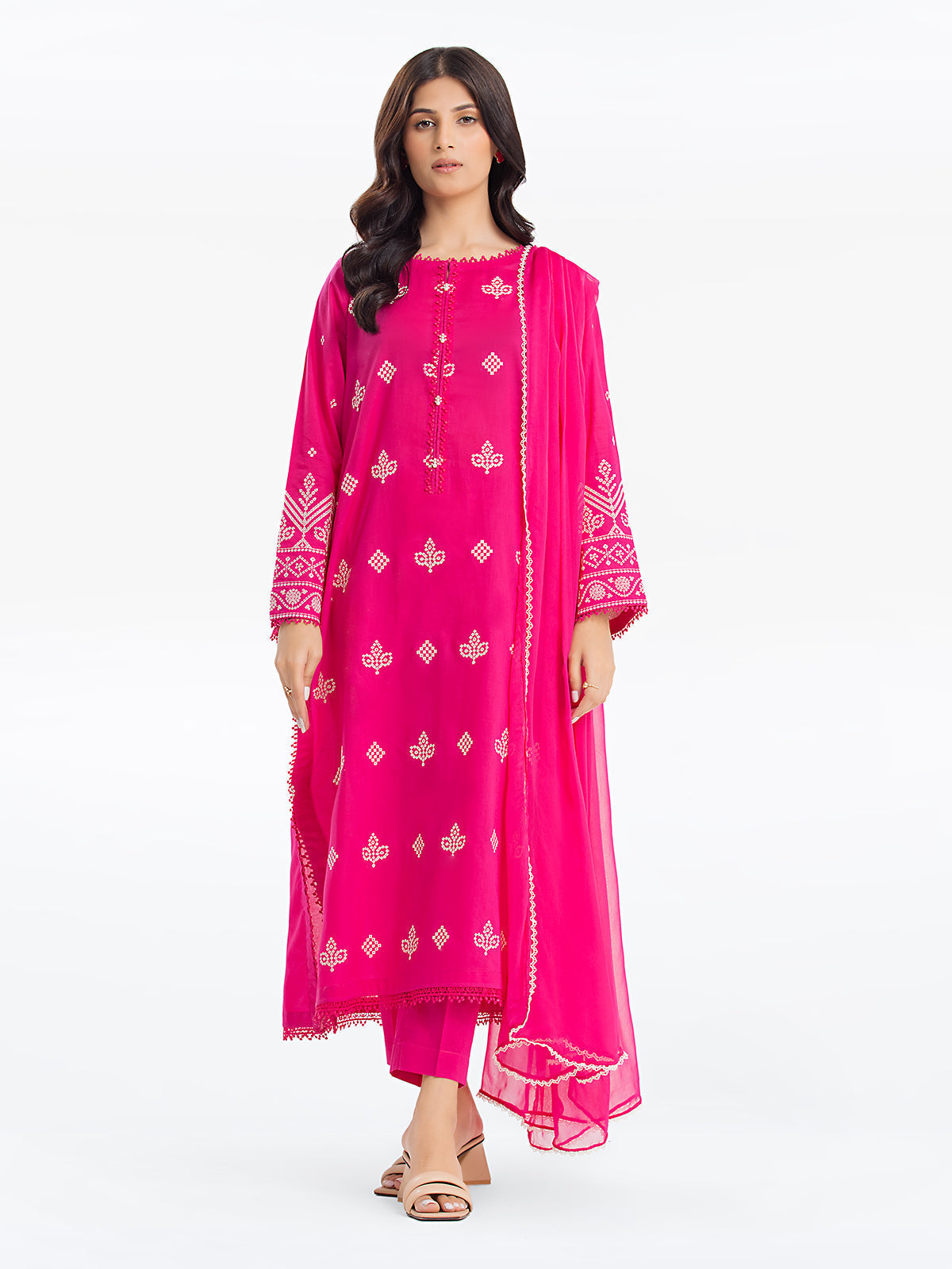 Pret 3Pc Embroidered Cambric Suit