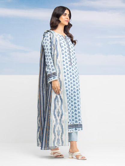 Unstitched Light Blue Printed Lawn 3 Piece