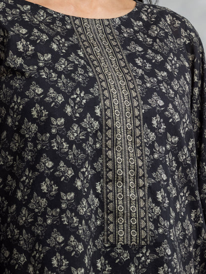 Unstitched Black Printed Lawn 3 Piece