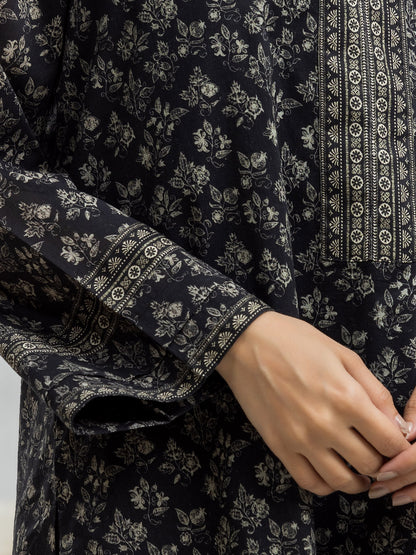 Unstitched Black Printed Lawn 3 Piece